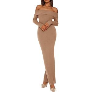 Sweater Long Sleeve Off Shoulder Maxi Bodycon Dresses